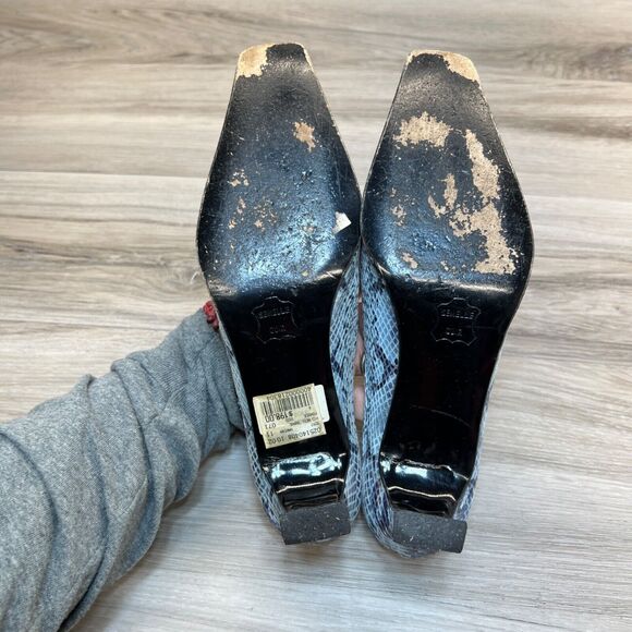 Espace Faux Snakeskin Leather Kitten Heel Slides 6 B Blue ROBERT CLERGERIE - Picture 8 of 13